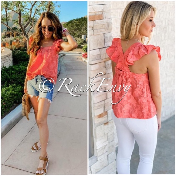 NWT ANTHROPOLOGIE AMBER RUFFLED TANK IN PINK - Picture 7 of 8